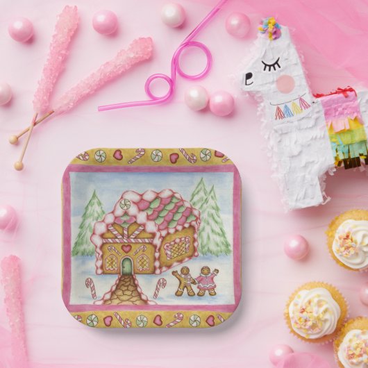 Gingerbread House Papier Borden Papieren Bordje (Feest)