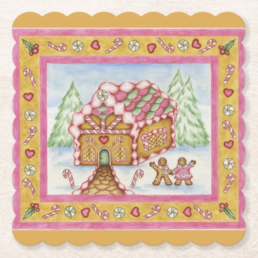 Gingerbread House Papier Onderzetters (Voorkant)