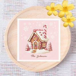 Gingerbread House Party Roze Papier Servet