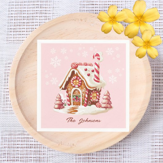Gingerbread House Party Roze Papier Servet