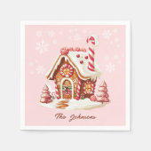 Gingerbread House Party Roze Papier Servet (Voorkant)