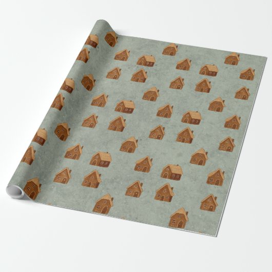 Gingerbread House Patroon Inpakpapier (Uitgerold)