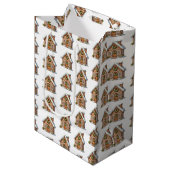 Gingerbread House Patroon Kerstmis Medium Cadeauzakje (Voorkant Gekanteld)