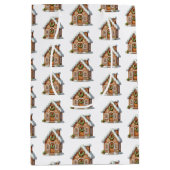 Gingerbread House Patroon Kerstmis Medium Cadeauzakje (Voorkant)