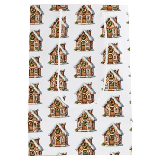 Gingerbread House Patroon Kerstmis Medium Cadeauzakje (Achterkant)