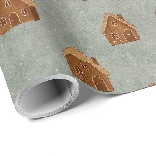 Gingerbread House Pattern Wrapping Paper Cadeaupapier (Rol Hoek)