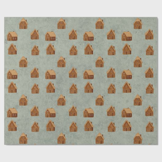 Gingerbread House Pattern Wrapping Paper Cadeaupapier (Vlak)