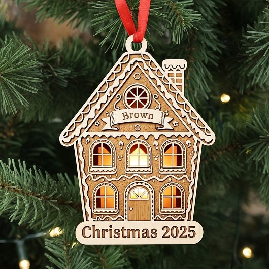 Gingerbread House personalized 2025 ornament Fotobeeldje Ornament