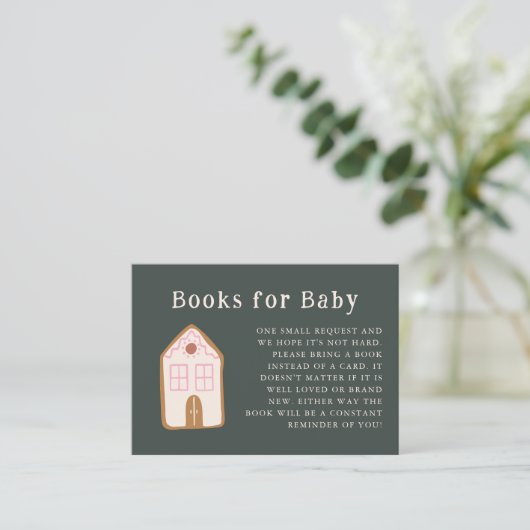 Gingerbread House Pink Baby Shower Book Request  Informatiekaartje (Staand voorkant)