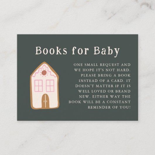 Gingerbread House Pink Baby Shower Book Request Informatiekaartje (Voorkant)