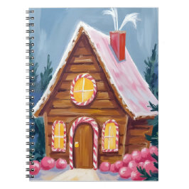Gingerbread House Pink Christmas Watercolor Notitieboek