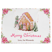 Gingerbread House Pink Merry Christmas Groot Cadeauzakje (Voorkant)