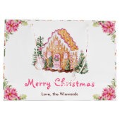 Gingerbread House Pink Merry Christmas Groot Cadeauzakje (Achterkant)