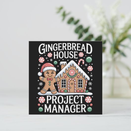 Gingerbread House Project Manager Cookie Baking Feestdagenkaart (Staand voorkant)