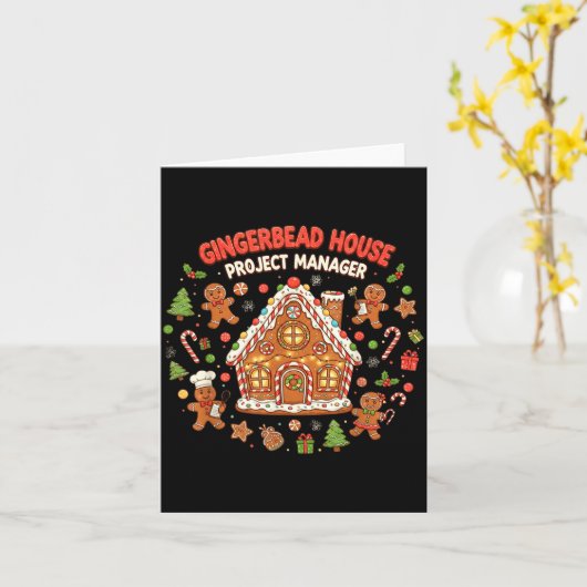 Gingerbread House Project Manager Cookie Baking Fu Kaart (Gele Bloem)