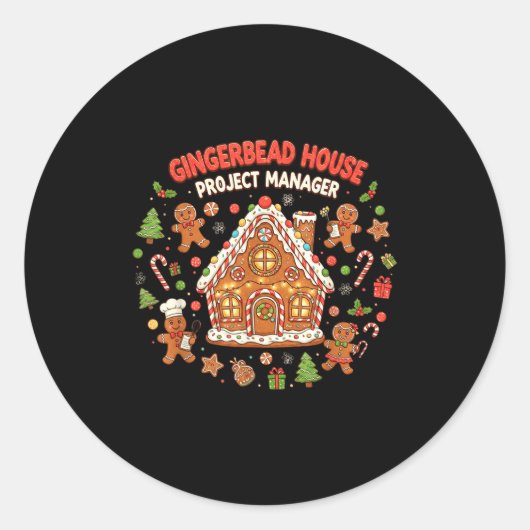 Gingerbread House Project Manager Cookie Baking Fu Ronde Sticker (Voorkant)