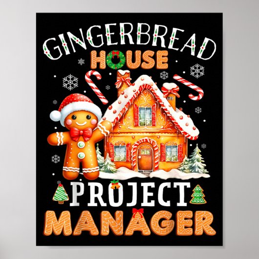 Gingerbread House Project Manager Decorating Bakin Poster (Voorkant)