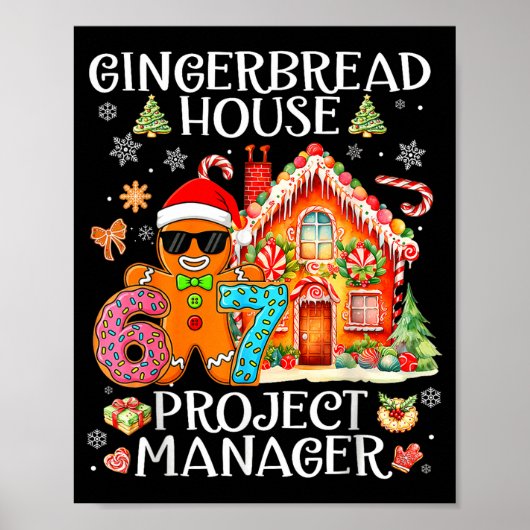 Gingerbread House Project Manager Decorating Bakin Poster (Voorkant)