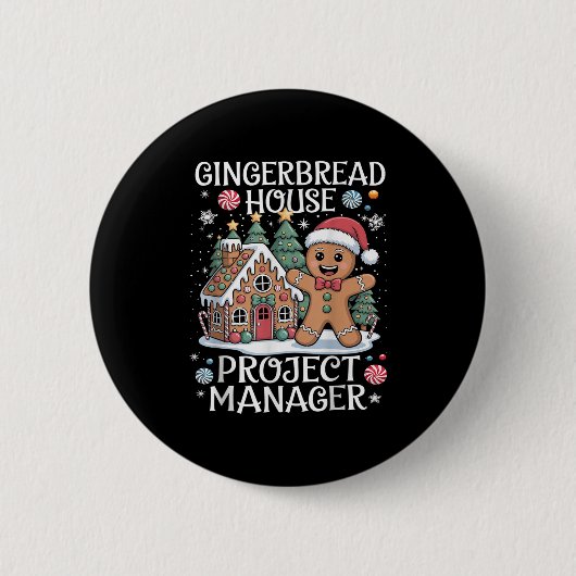 Gingerbread House Project Manager Decorating Bakin Ronde Button 5,7 Cm (Voorkant)