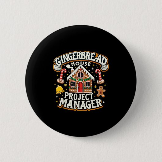Gingerbread House Project Manager Xmas Decorating Ronde Button 5,7 Cm (Voorkant)