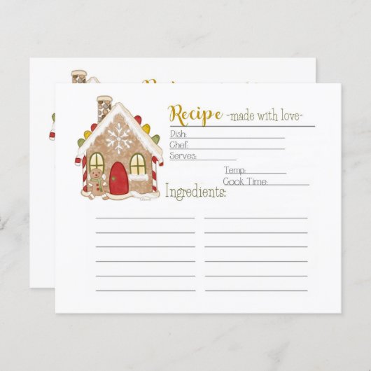 Gingerbread House Recept Kaart (Voorkant / Achterkant)