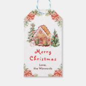 Gingerbread House Red Merry Christmas Cadeaulabel (Voorkant)