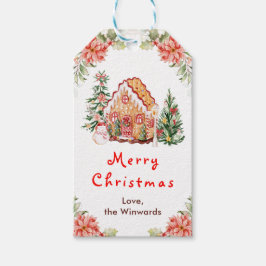 Gingerbread House Red Merry Christmas Cadeaulabel