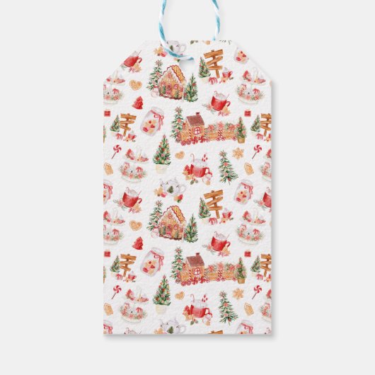 Gingerbread House Red Merry Christmas Cadeaulabel (Achterkant)