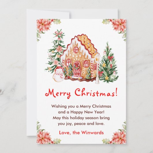 Gingerbread House Red Merry Christmas Feestdagenkaart (Voorkant)