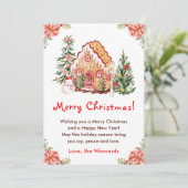 Gingerbread House Red Merry Christmas Feestdagenkaart (Staand voorkant)