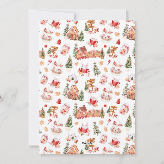 Gingerbread House Red Merry Christmas Feestdagenkaart (Achterkant)