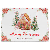 Gingerbread House Red Merry Christmas Groot Cadeauzakje (Voorkant)