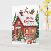 Gingerbread House Rendier voor kerstbomen Kaart (Gele Bloem)