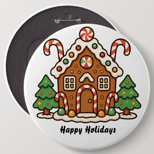 Gingerbread House  Ronde Button 6,0 Cm (Voorkant /achterkant)