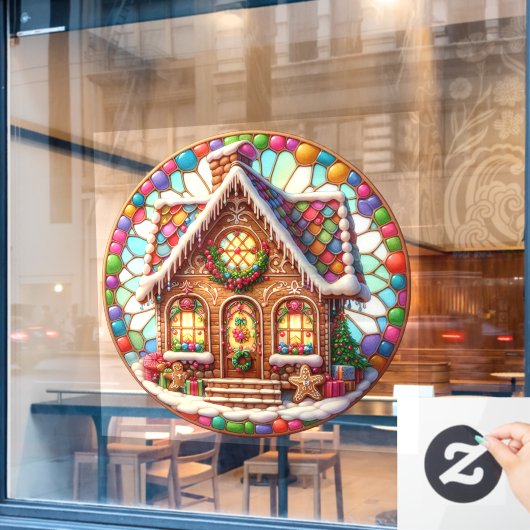 Gingerbread House Ronde Raam Cling Raamsticker (Cafe Raam)