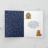 Gingerbread House Rood en Navy Happy Birthday Kaart (Binnen)
