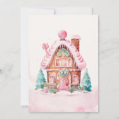 Gingerbread House Roze Kerstmis Kaart (Achterkant)