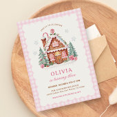 Gingerbread House Roze Kerstmis Verjaardag Kaart