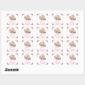 Gingerbread House Roze Kerstmis Vierkante Sticker (Vel)