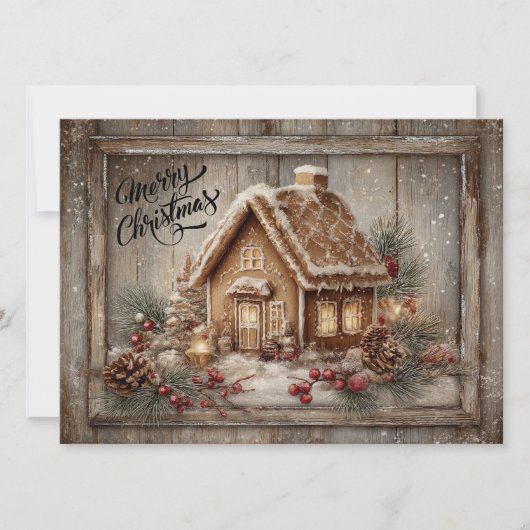 Gingerbread house rustic Christmas card Feestdagenkaart (Voorkant)