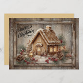 Gingerbread house rustic Christmas card Feestdagenkaart (Voorkant / Achterkant)