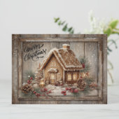 Gingerbread house rustic Christmas card Feestdagenkaart (Staand voorkant)