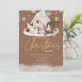 Gingerbread House Sneeuw Bedrijf Kerstmis Kaart (Staand voorkant)