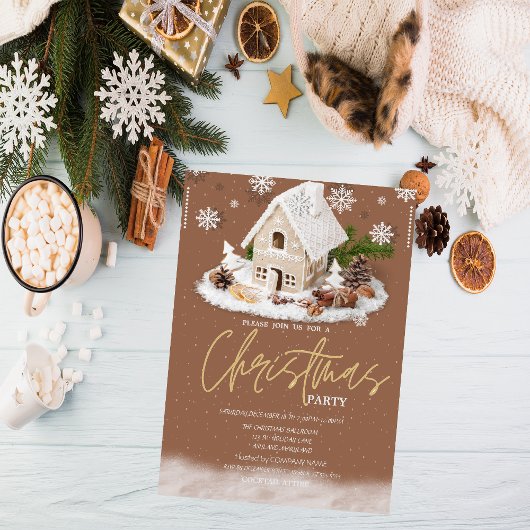 Gingerbread House Sneeuw Bedrijf Kerstmis Kaart