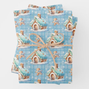 Gingerbread House Snow Gingerbread Baby Inpakpapier Vel
