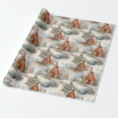 Gingerbread House Snowy Christmas Cadeaupapier (Uitgerold)