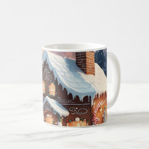 Gingerbread House Snowy Christmas Scene Koffiemok