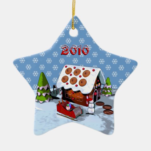 Gingerbread House Star Ceramic Holiday Ornament (Voorkant)