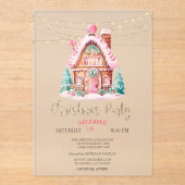 Gingerbread House String Lights Kerstmis Acryl Uitnodigingen (Voorkant)