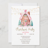 Gingerbread House String Lights Kerstmis Kaart (Voorkant)